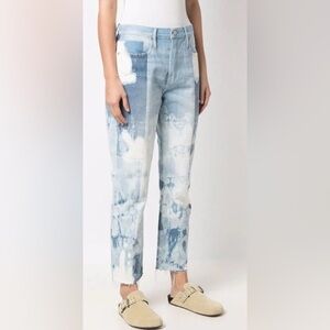 ‼️RARE‼️🎸FRAME🎸🔥NWT🔥Straight Fit Patchwork Design Jeans in Fresco— Size 25